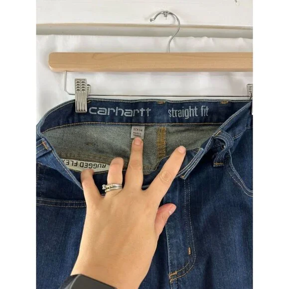 Carhartt Straight Fit Dark Denim Jeans Men's Size 32 X 34 Workwear